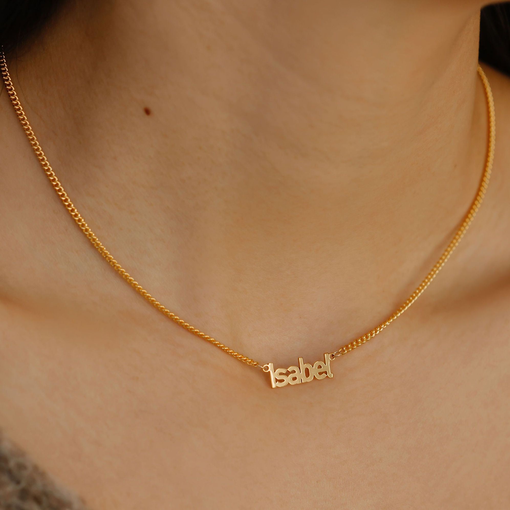  Name Necklace Personalized with Curb Chain, Dainty