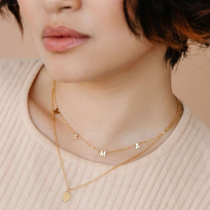 Mama Collection - Rose Gold Letter Necklace – Arinna Jewelry